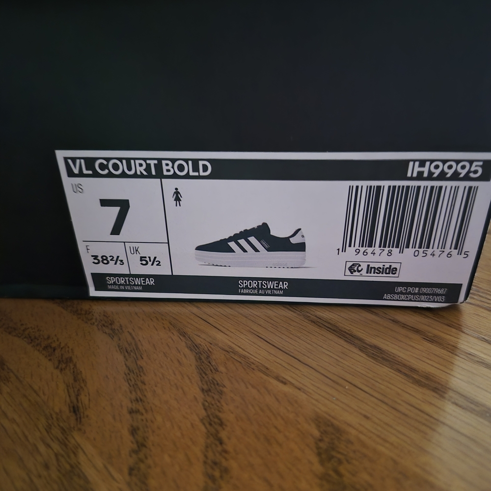 Adidas VL Court Bold Black and White Shoes